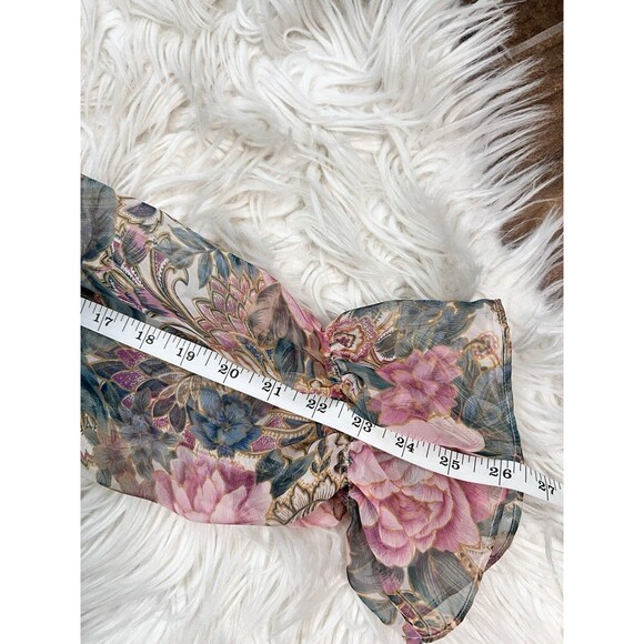 Victoria’s Secret Gold Label Sheer Floral Blouse Pearl Button VNeck Romantic M/L - Picture 15 of 15